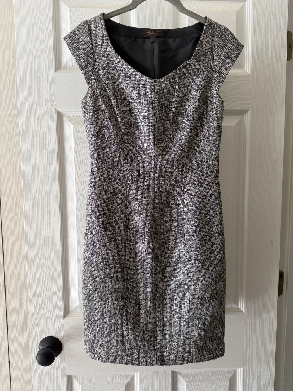 The Limited Gray Tweed Cap-Sleeve Sheath Dress